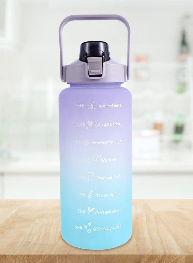 JUGTE Plastic Motivational Water Bottle With Time & Capacity Marker Leakproof Unbreakable Water Bottle For Gym Office Set Of 3 Daily Tracking Time Marks (Purple), 2 Liters - Image 5